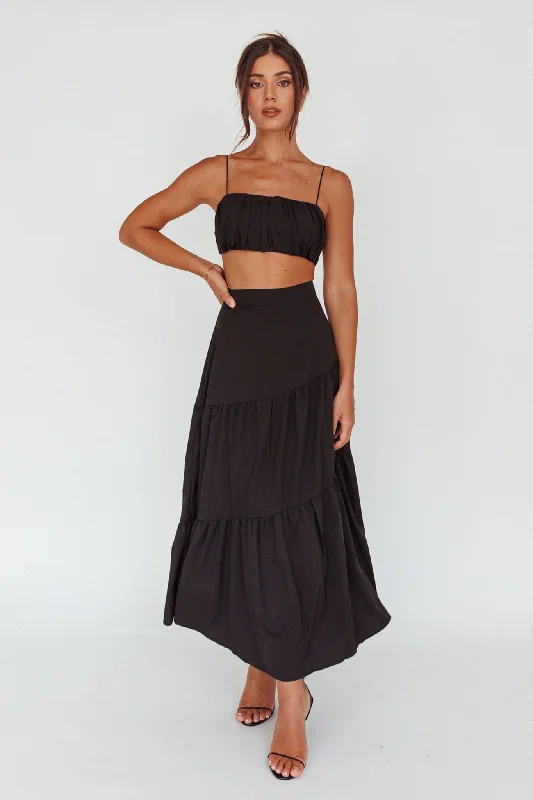 Bondi Gathered Crop Top Black