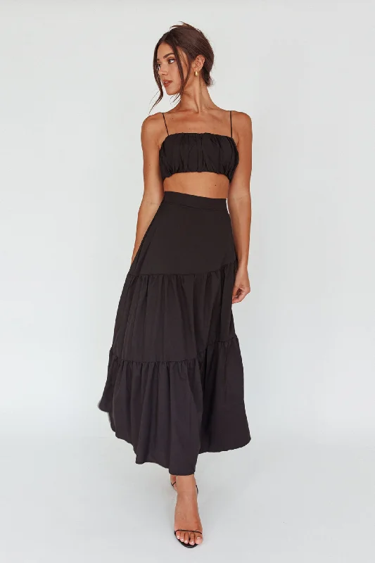 Bondi Gathered Crop Top Black