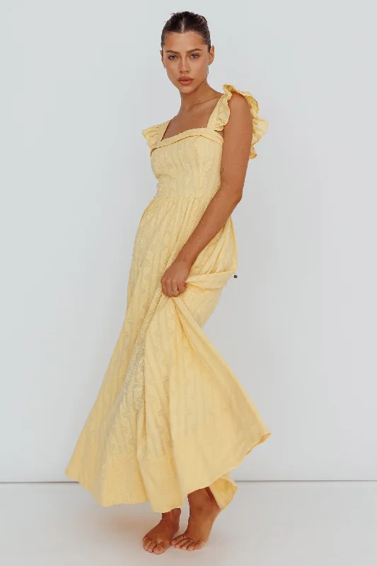 Greatest Hits Ruffle Strap Maxi Dress Yellow