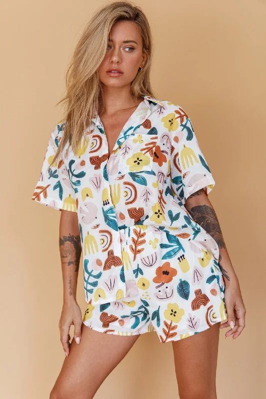 Just A Hunch Button Shirt Printed White