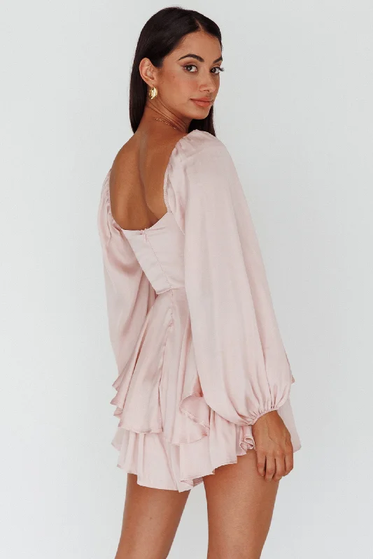 New Light Balloon Sleeve Romper Blush