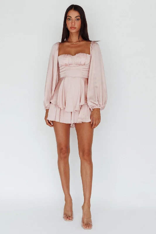 New Light Balloon Sleeve Romper Blush