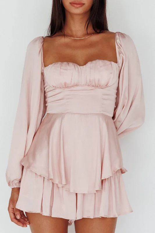 New Light Balloon Sleeve Romper Blush