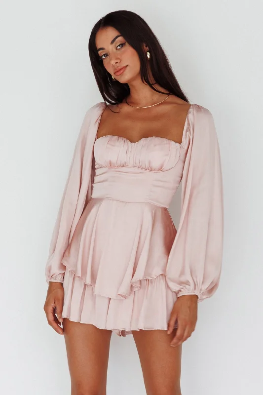 New Light Balloon Sleeve Romper Blush