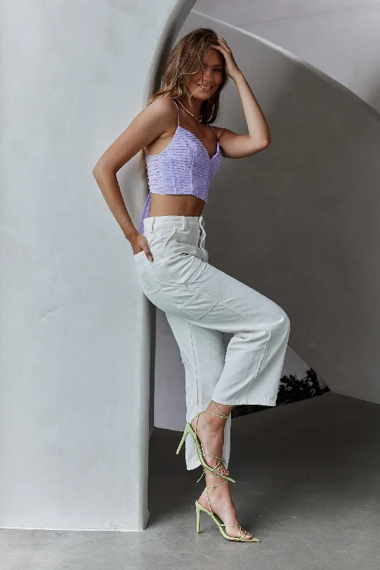 Sunshine Lover Sweetheart Neckline Tied Back Crop Top Lilac