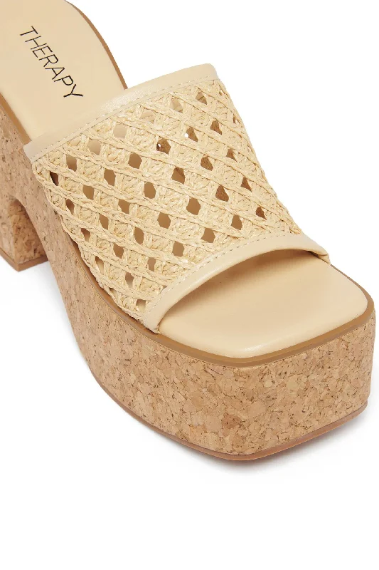 THERAPY Delirium Platform Heel Raffia Natural