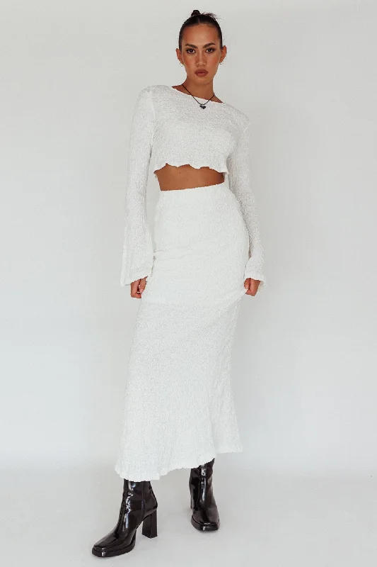 Treasures Flared Cuff Crop Top White