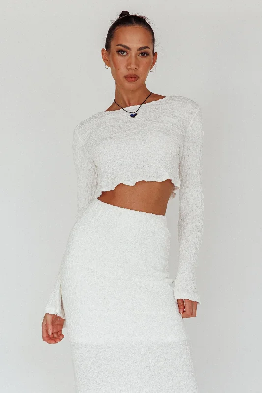 Treasures Flared Cuff Crop Top White