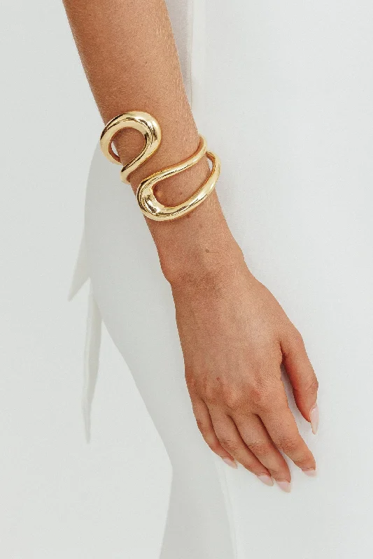 Wanderers Hinged Cuff Bracelet Gold