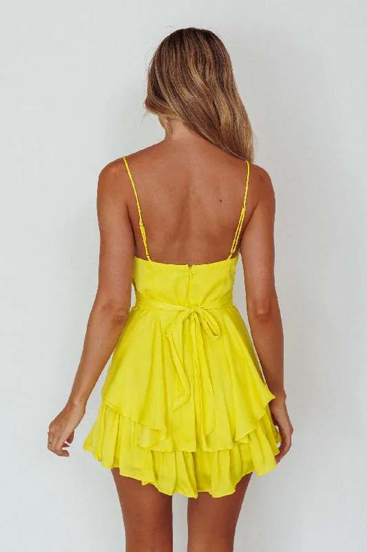 Well Versed Cowl Neck Flounce Romper Bright Yellow