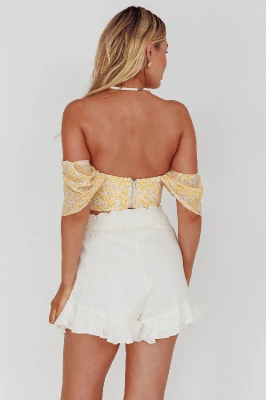 You Got It Tied Ruffle Skort White