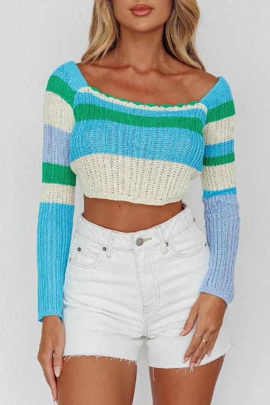 Zandra Long Sleeve Knit Top Blue Multi