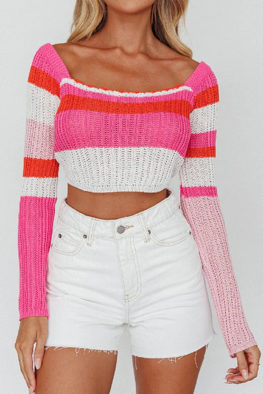 Zandra Long Sleeve Knit Top Pink Multi