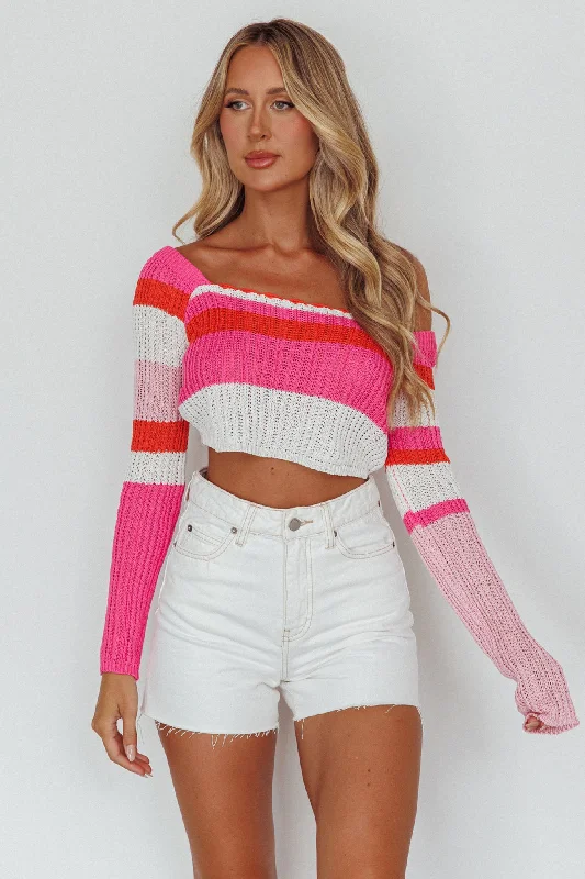 Zandra Long Sleeve Knit Top Pink Multi