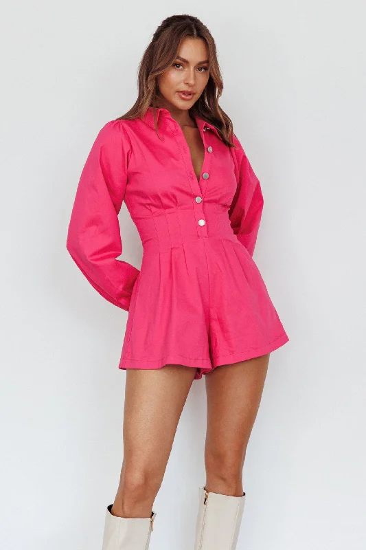 Zurich Pleated Waist Romper Plum