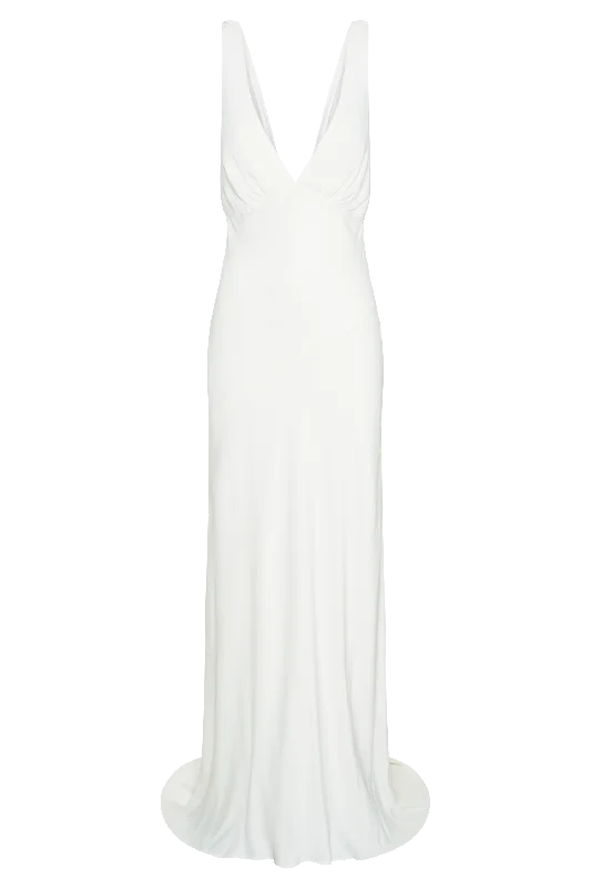 Amanza Maxi Dress With Cowl Back - White