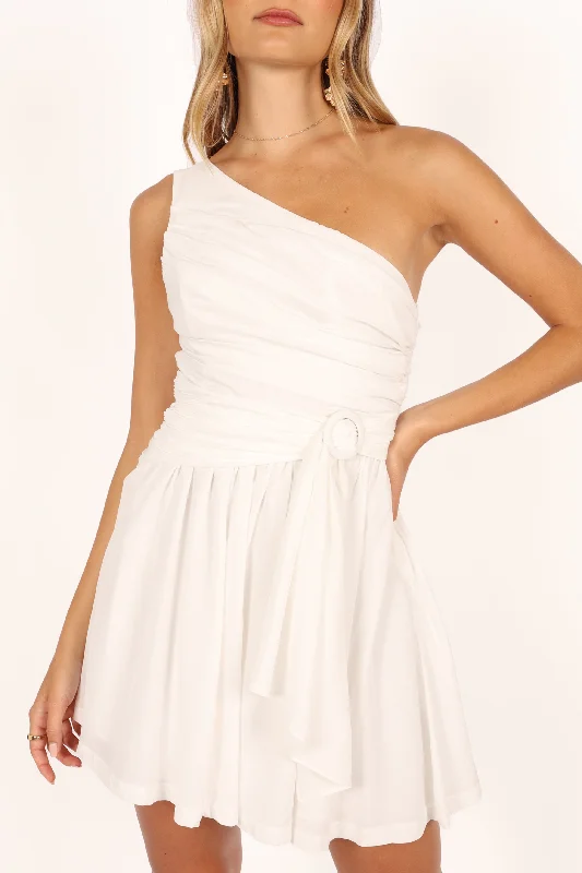 Gilbert One Shoulder Mini Dress - White