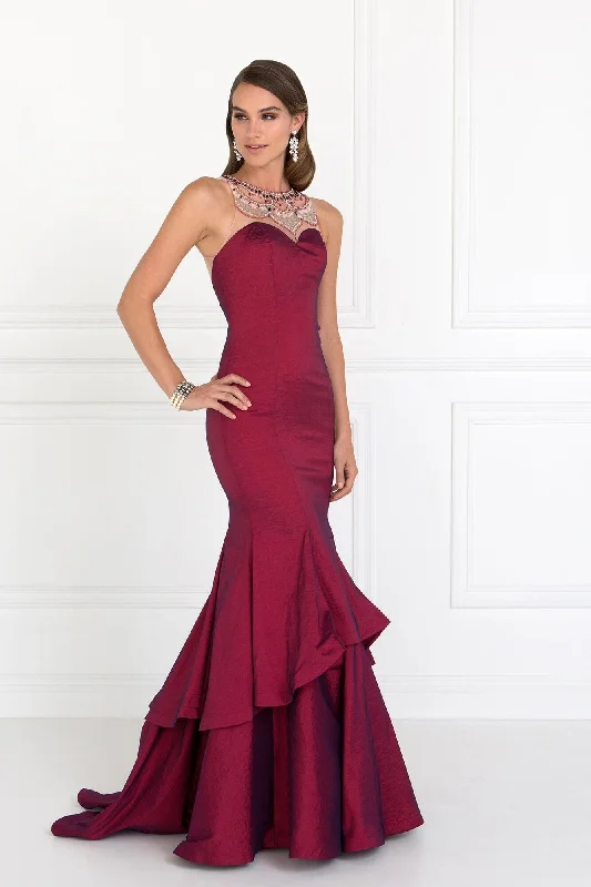 Prom Long Formal Dress with Two-Tier Skirt Evening Gown