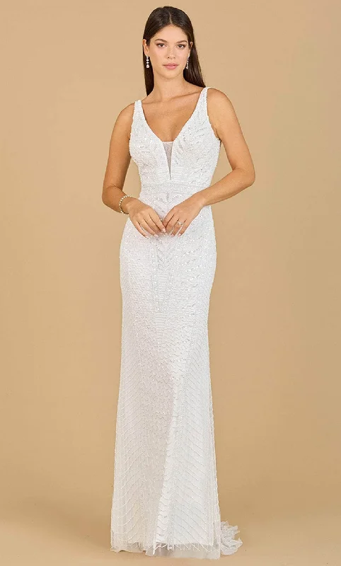 Lara Dresses 51147 - V-Neck Beaded Bridal Dress