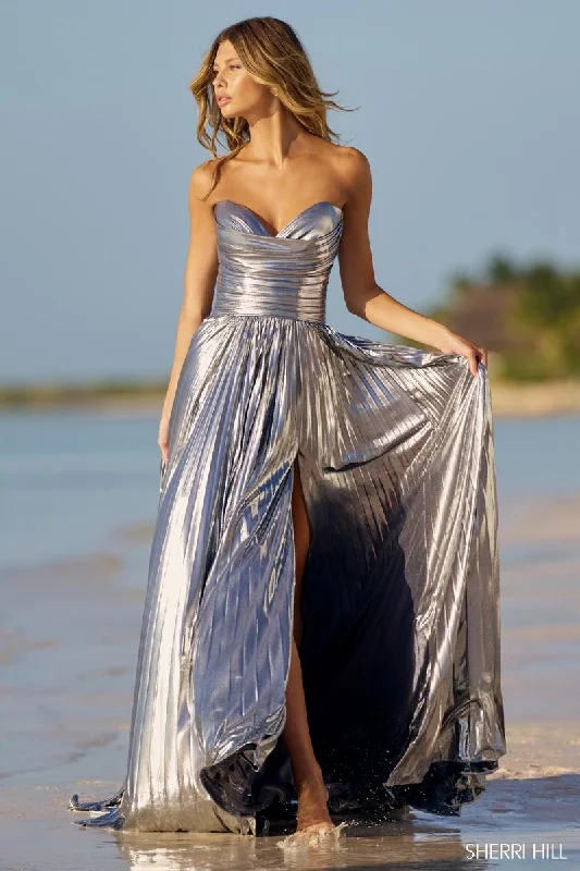 Sherri Hill Strapless Metallic Prom Dress 56065