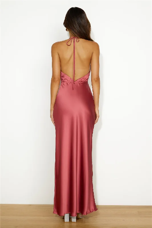 Wedding Season Satin Maxi Dress Rust