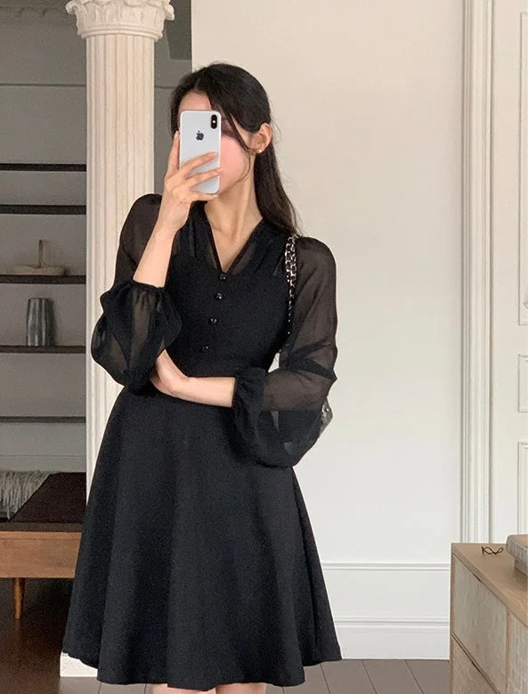 [🍂F/W] Feminine Chiffon Ribbon Mini Dress