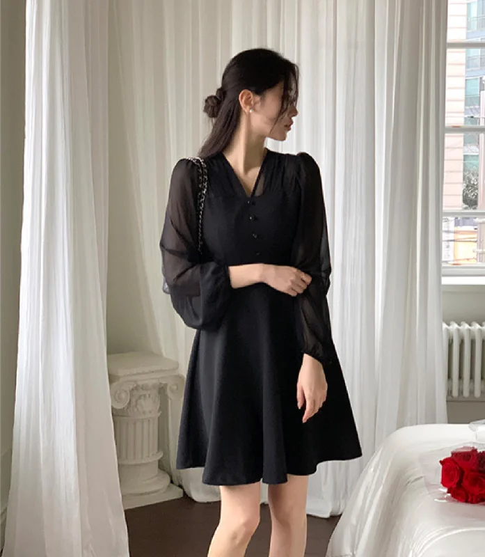 [🍂F/W] Feminine Chiffon Ribbon Mini Dress