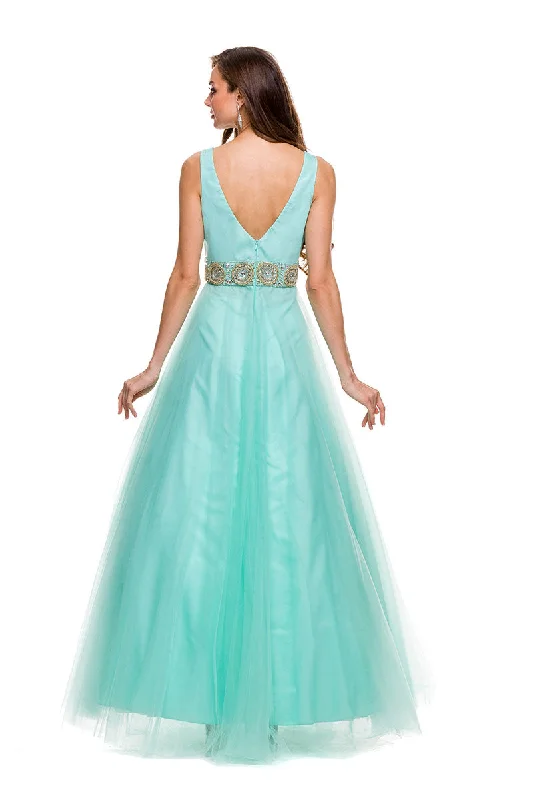 LONG PROM, A-LINE, V-NECK_3134 BY NARIANNA