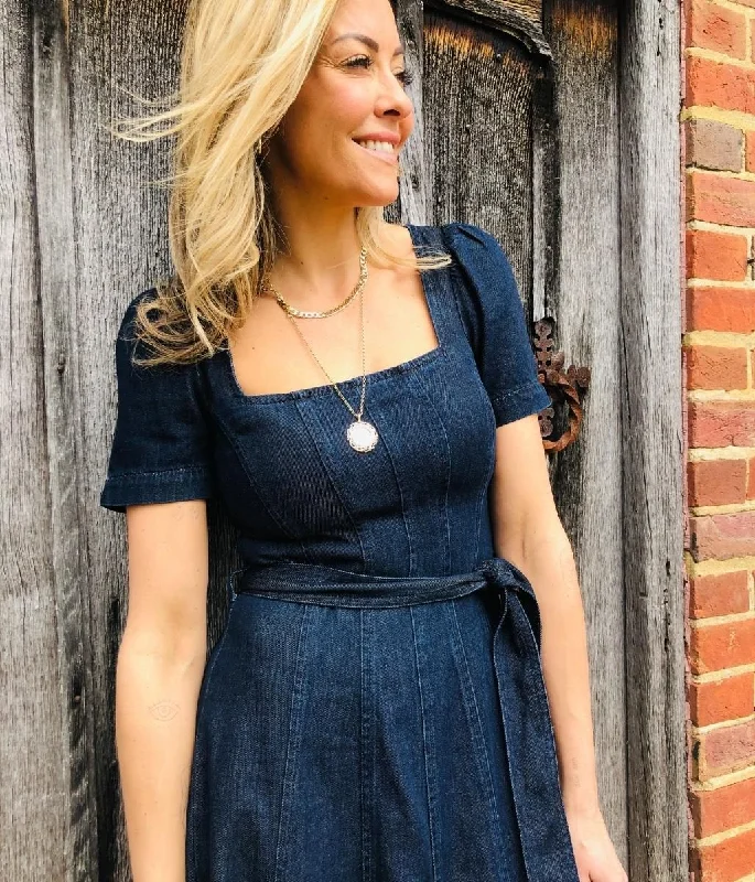 Panelled Denim Midi Dress