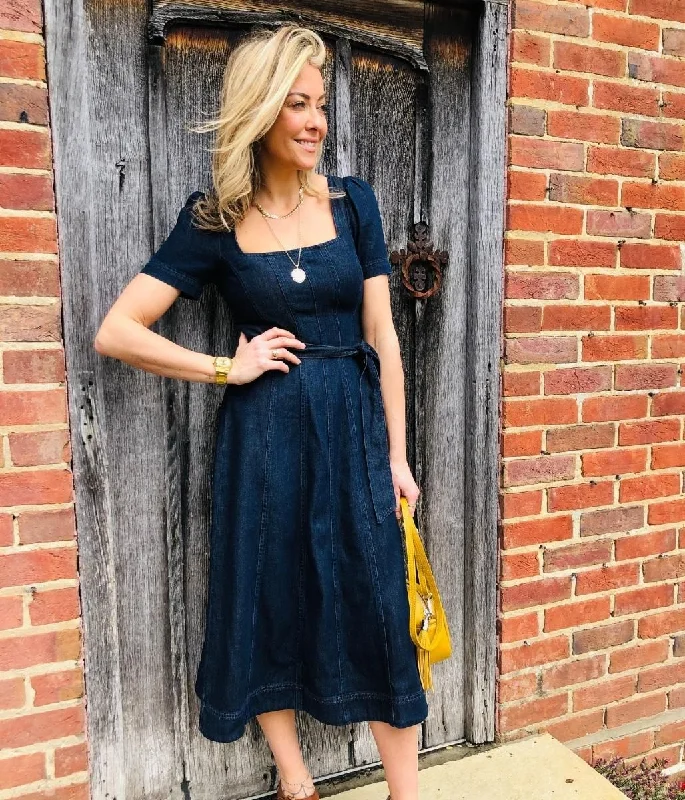 Panelled Denim Midi Dress