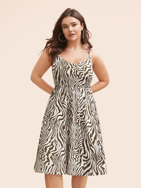 Zebra Print Midi Cami Dress