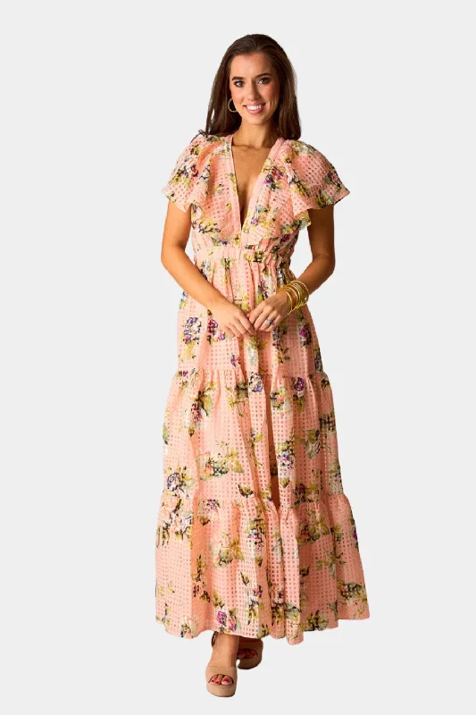 Cece Flutter Sleeve Maxi Dress - Irish Rose