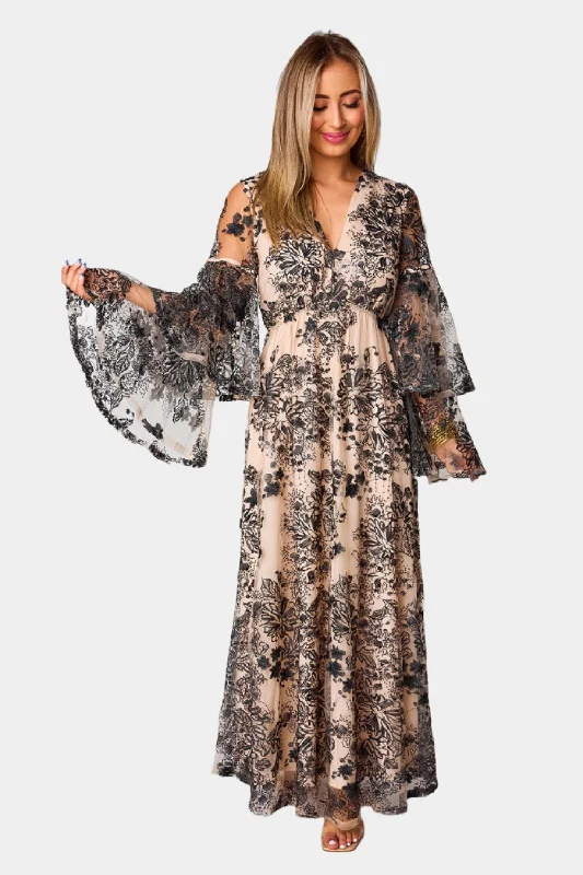 Colette Long Sleeve Maxi Dress - Flamenco