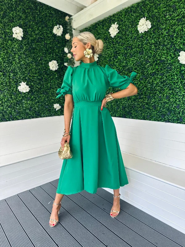 Elizabeth Detailed Occasion Dress Emerald