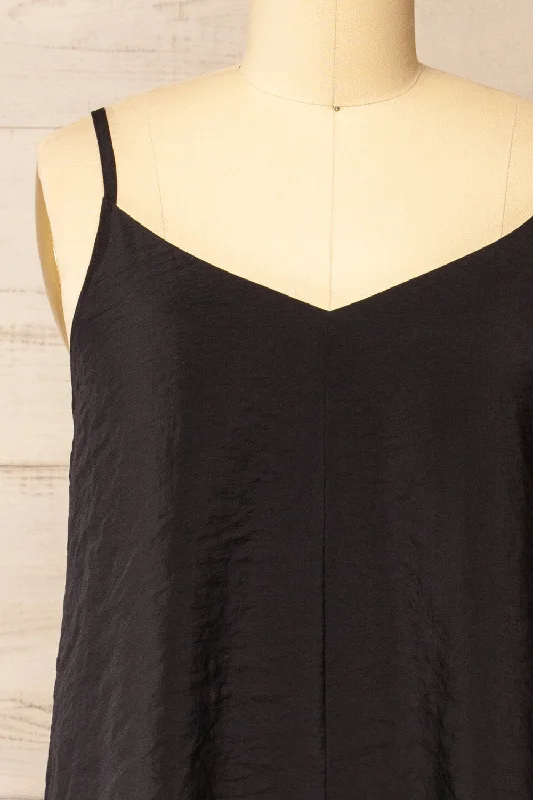 Ibertioga Black | Midi Slip Dress w/ V-Neckline