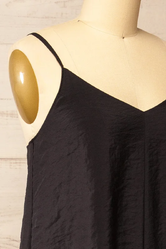 Ibertioga Black | Midi Slip Dress w/ V-Neckline