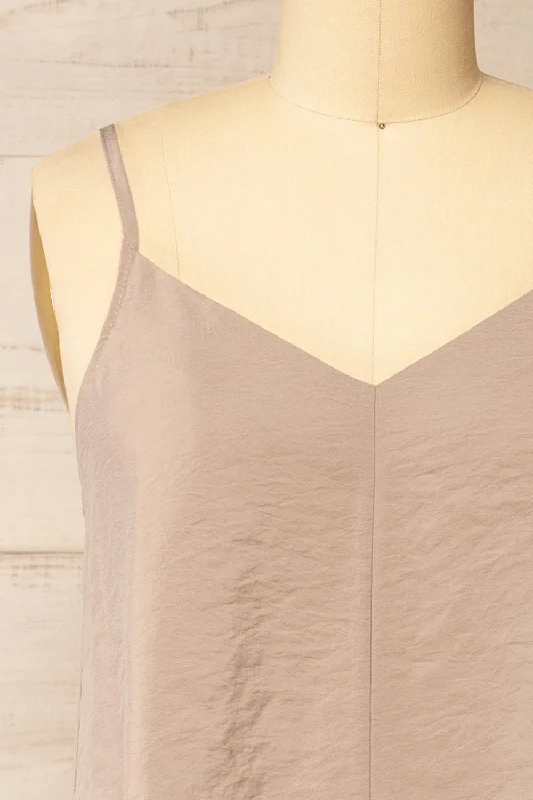 Ibertioga Taupe | Midi Slip Dress w/ V-Neckline