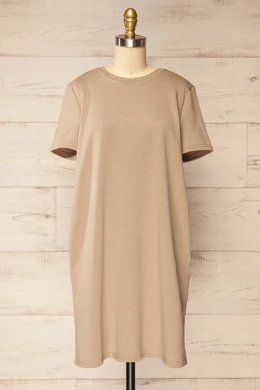 Jerzey Taupe | T-Shirt Dress w/ Pockets