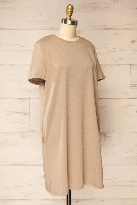 Jerzey Taupe | T-Shirt Dress w/ Pockets