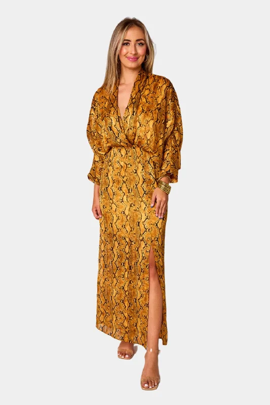 Jude Long Sleeve Maxi Dress - Snake Charmer