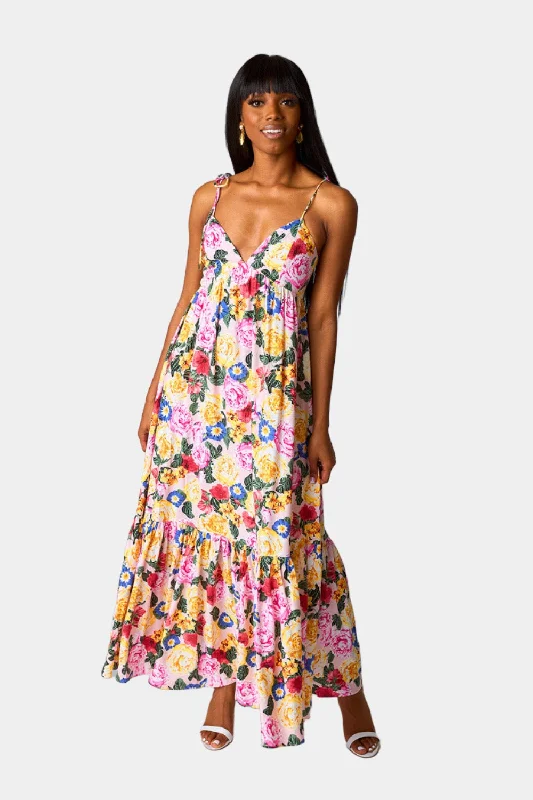 Soleil Tie-Shoulder Maxi Dress - Monet