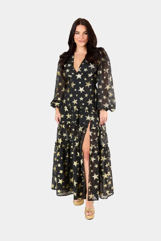 Zodiak Long Sleeve Maxi Dress - Super Nova