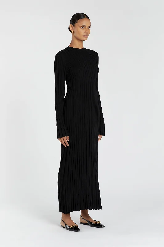 ADA BLACK LONG SLEEVE MIDI DRESS