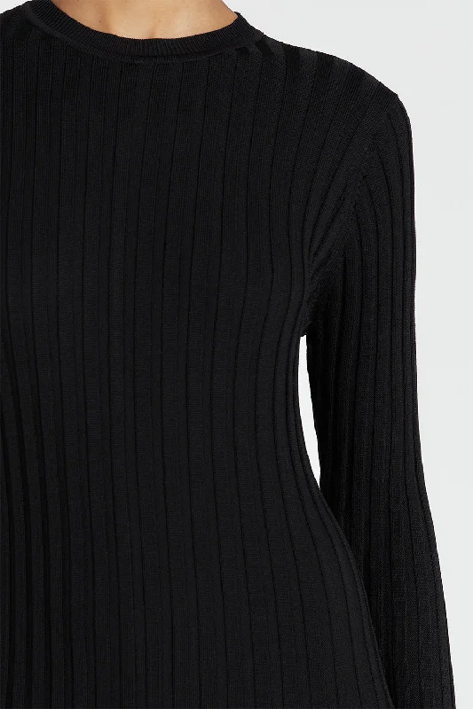 ADA BLACK LONG SLEEVE MIDI DRESS