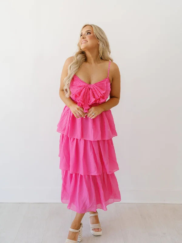 Addison Tiered Dress - Fuchsia - FINAL SALE