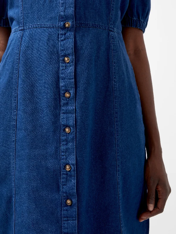 Chambray Button Through Denim Shirt Dress